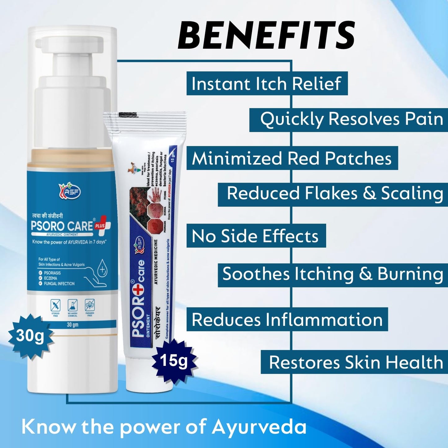 Psoro Care Ayurvedic Ointment for Adults Psoriasis, Skin Itching, Eczema, Ringworm, Fungal Infection & Other Skin Infection - 15 gm (Pack of 1)