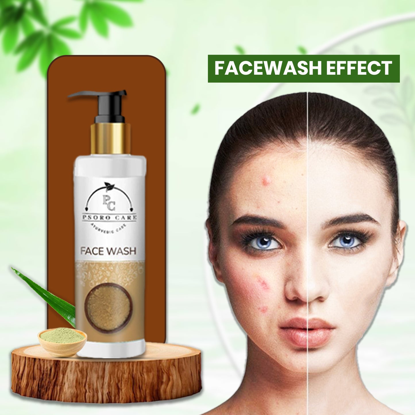 Psoro Care Organic Daily Face Wash with Aloe Vera, Multani Mitti, Kaolin Clay, White Turmeric for Man & Woman | 100 Ml | Pack of 1