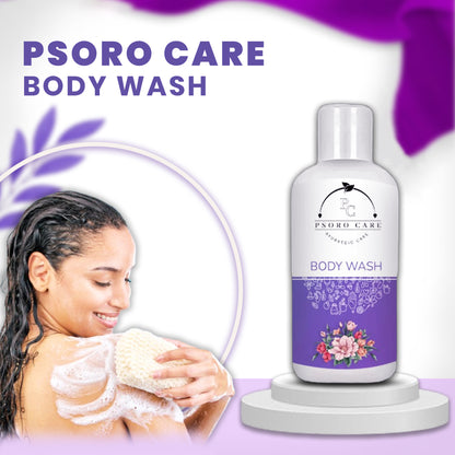 Psoro Care Organic Body Wash with Aloevera, Rose, Mogra, Almond, Turmeric, Olive oil for Man & Woman | 300 ML | Pack of 1