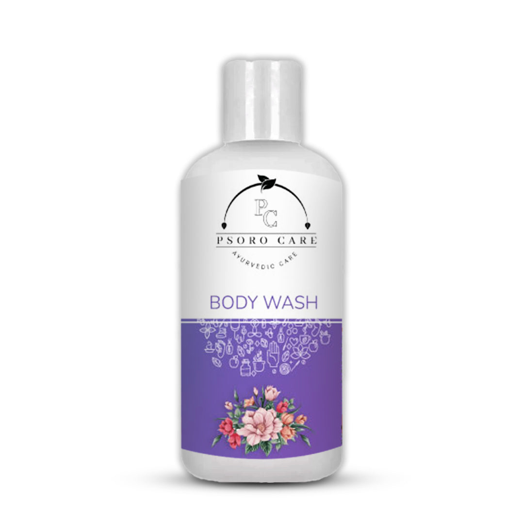 Psoro Care Organic Body Wash with Aloevera, Rose, Mogra, Almond, Turmeric, Olive oil for Man & Woman | 300 ML | Pack of 1