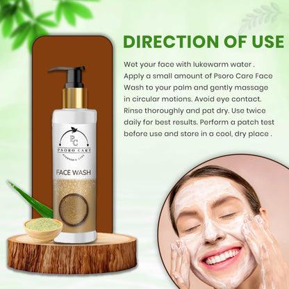 Psoro Care Organic Daily Face Wash with Aloe Vera, Multani Mitti, Kaolin Clay, White Turmeric for Man & Woman | 100 Ml | Pack of 1